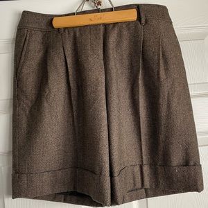 Ann Taylor Loft Brown Herringbone Wool Lined City Shorts size 10